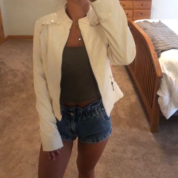 Jackets & Blazers - White Leather Jacket